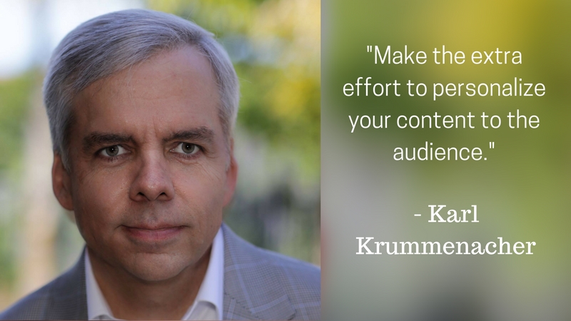 Photo of meeting planner Karl Krummenacher with quote, "Make the extra effort to personalize your content to the audience."