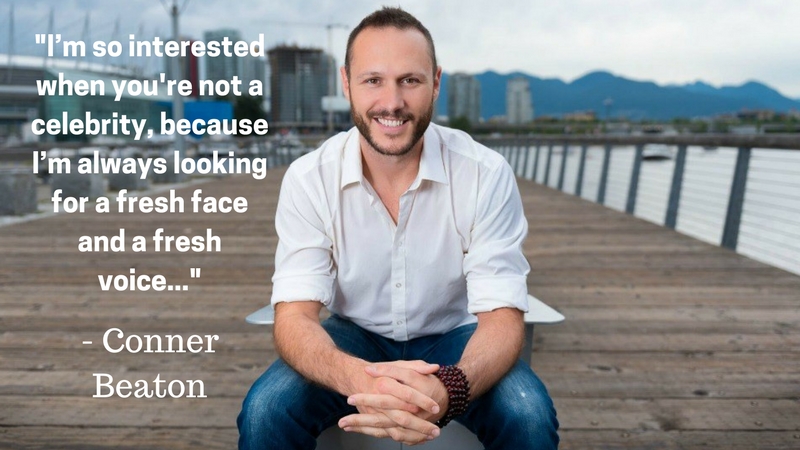 Photo of meeting planner Conner Beaton with quote, "I'm so interested when you're not a celebrity, because I'm always looking for a fresh face and a fresh voice..."